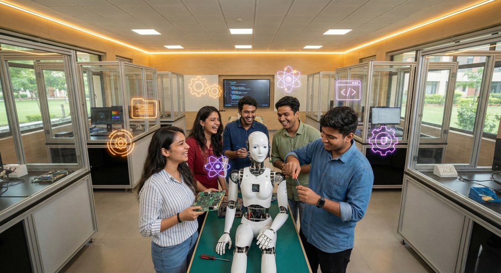 Students learning Robotics and AI